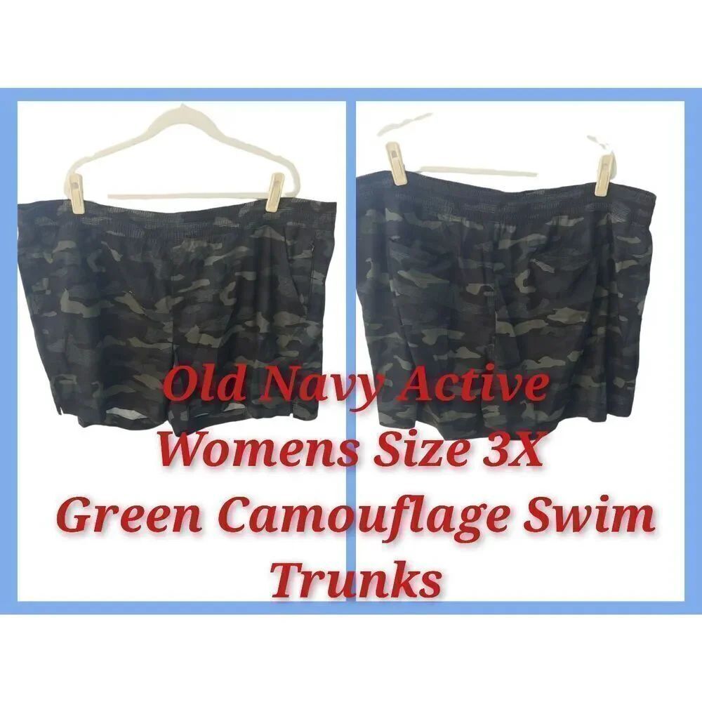 Old Navy Active Womens Size 3X Green Camouflage Swim Trunks.
